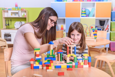 mother playing with her child